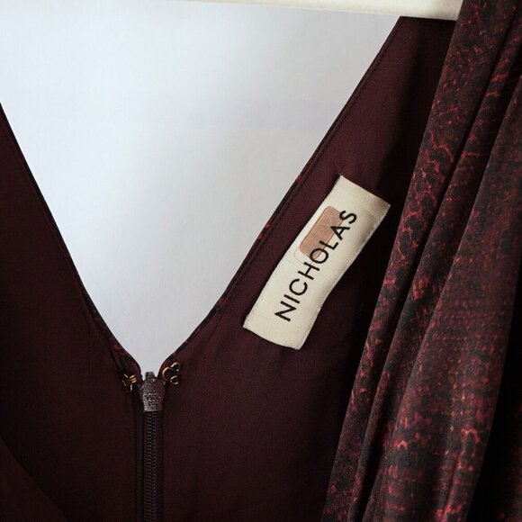 Nicholas Silvina Twist Wrap Cutout Snakeskin Gown 100% Silk - Size 0/XS - EUC - Picture 7 of 11